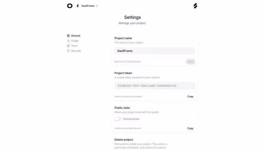 Visitors Project Settings