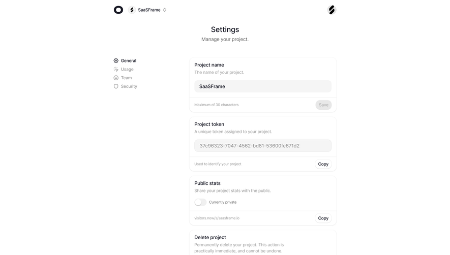 Visitors Project Settings