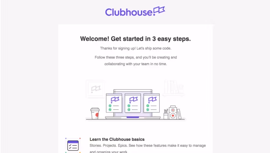 Shortcut lubhouse Welcome Email