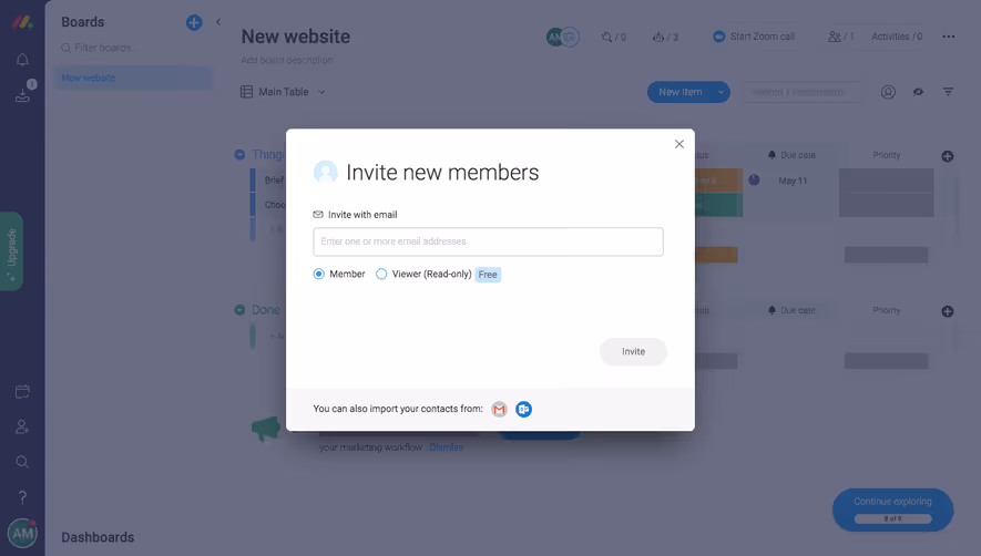 Monday Invite Team Members