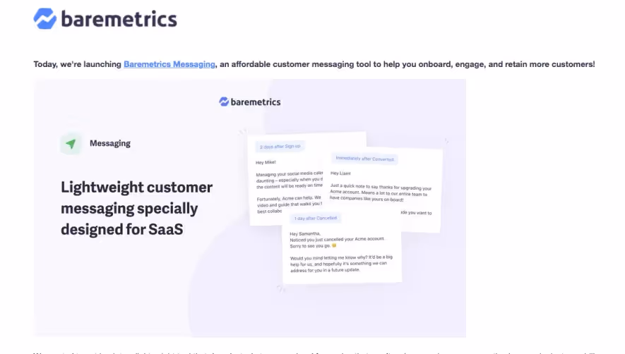 Baremetrics Product Hunt Launch Email
