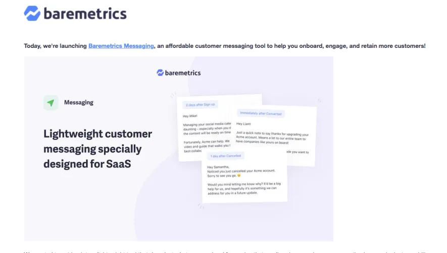 Baremetrics Product Hunt Launch Email