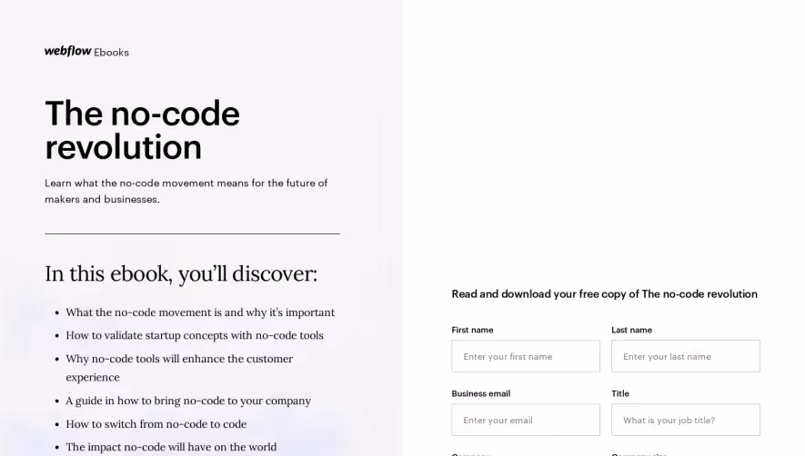 Webflow eBook Page