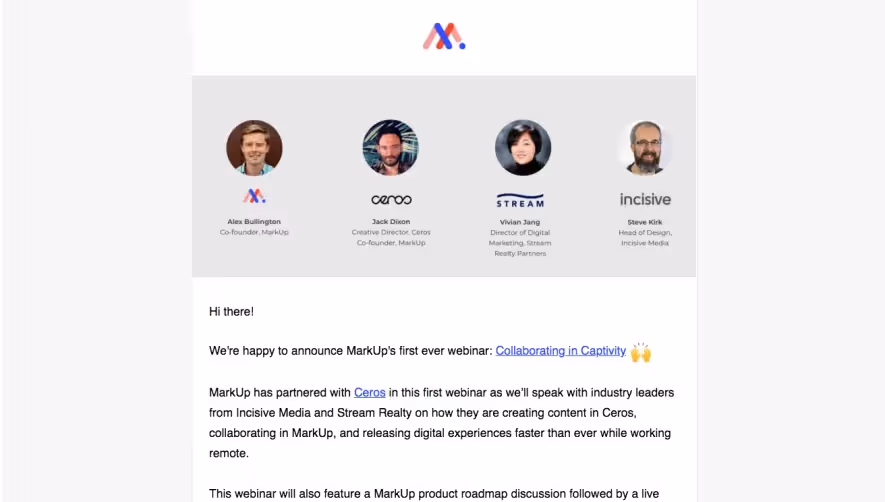 MarkUp Webinars Emails