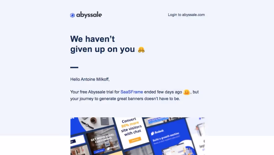 Abyssale Free Trial Emails
