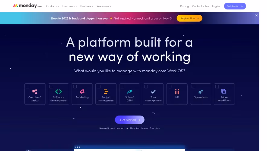 Monday Landing Page