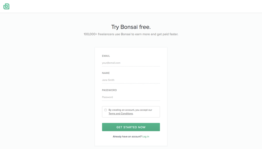 Bonsai Signup Page