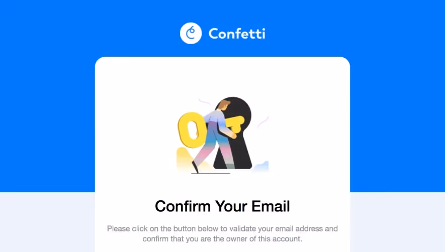 Confetti Account Verification Email