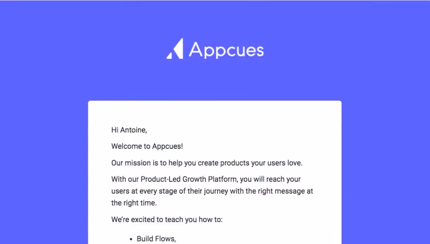 Appcues Welcome Email