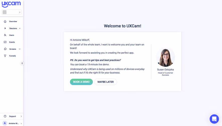UXCam User Onboarding