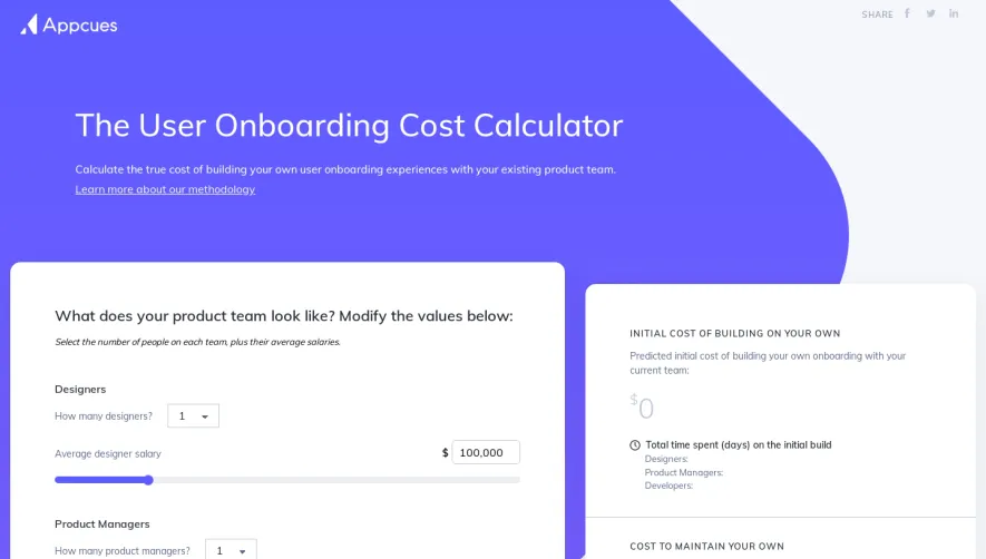 Appcues User Onboarding Cost Calculator