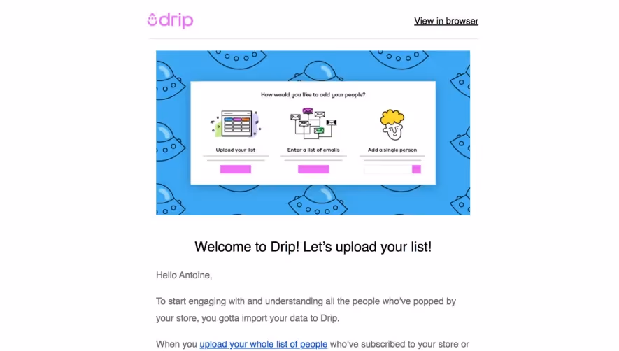 Drip Welcome Email