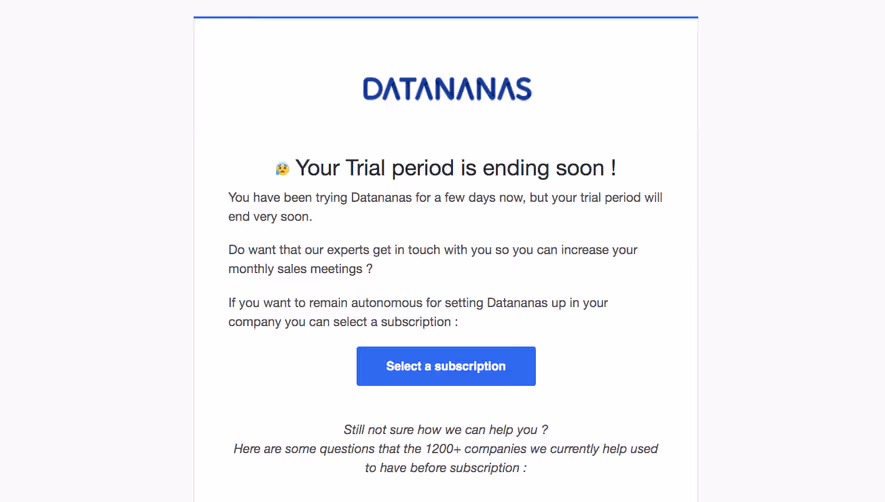 Datananas Free Trial Emails