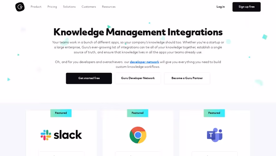 Guru Integrations Page