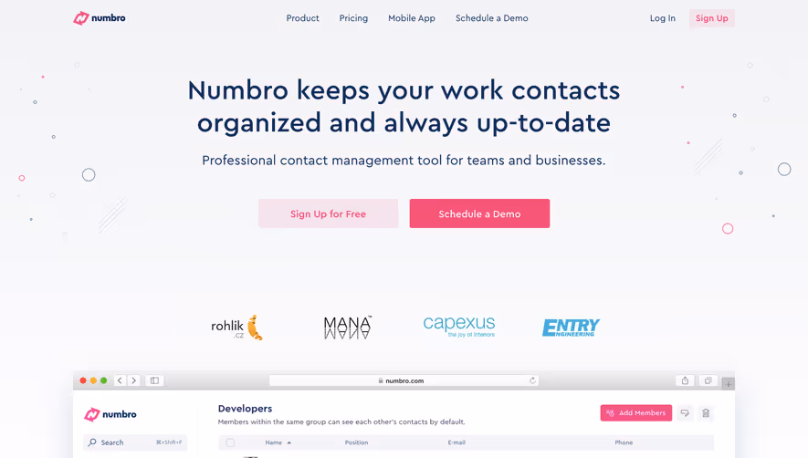 Numbro Landing Page