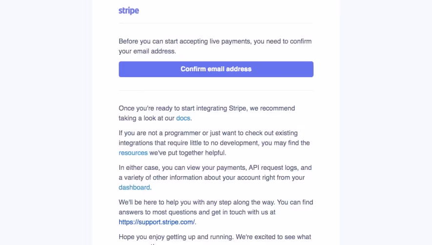 Stripe Account Verification Email