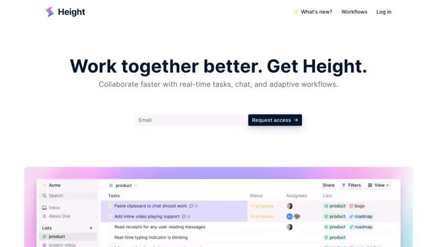 Height Early Access Page