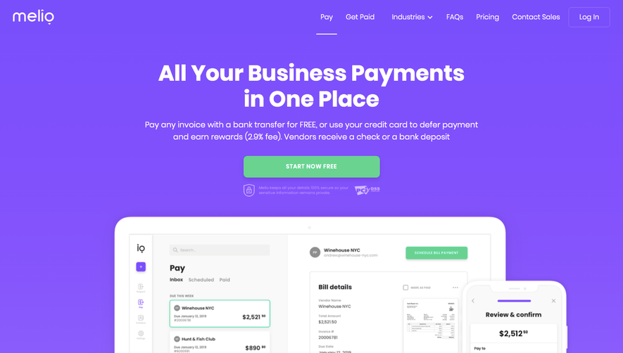Melio Landing Page