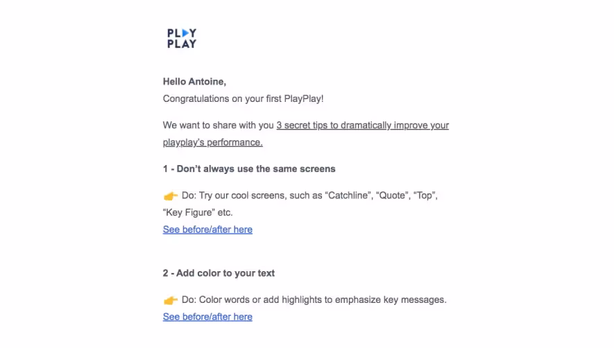 PlayPlay Onboarding Emails