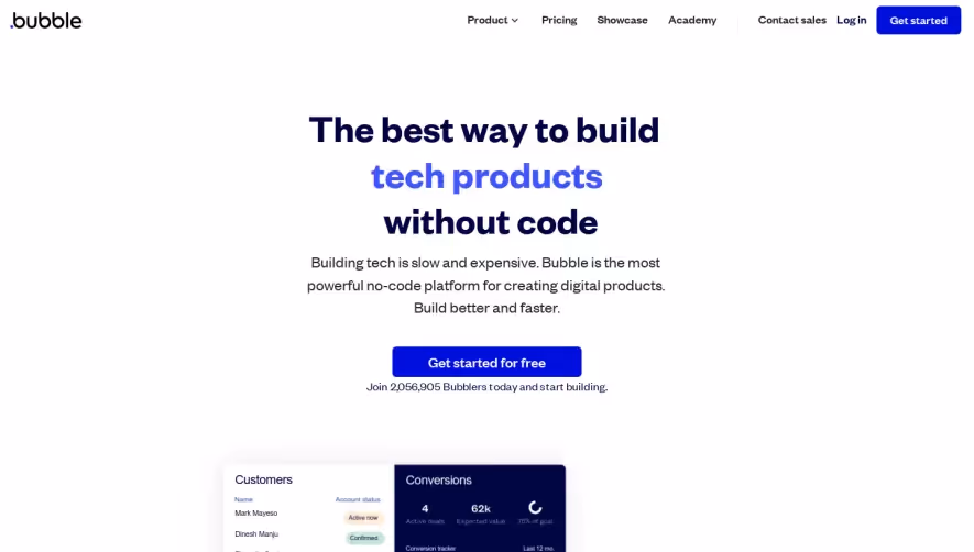 Bubble Landing Page