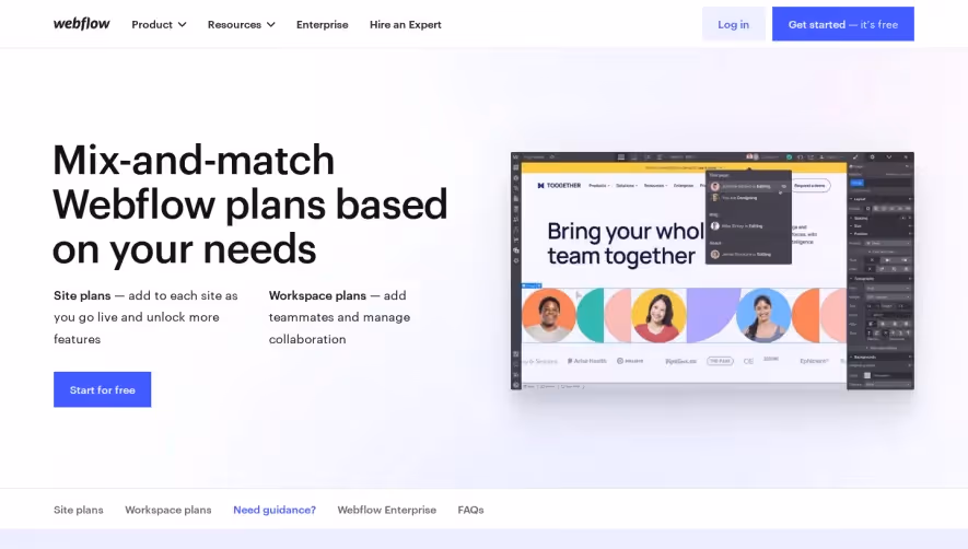 Webflow Pricing Page