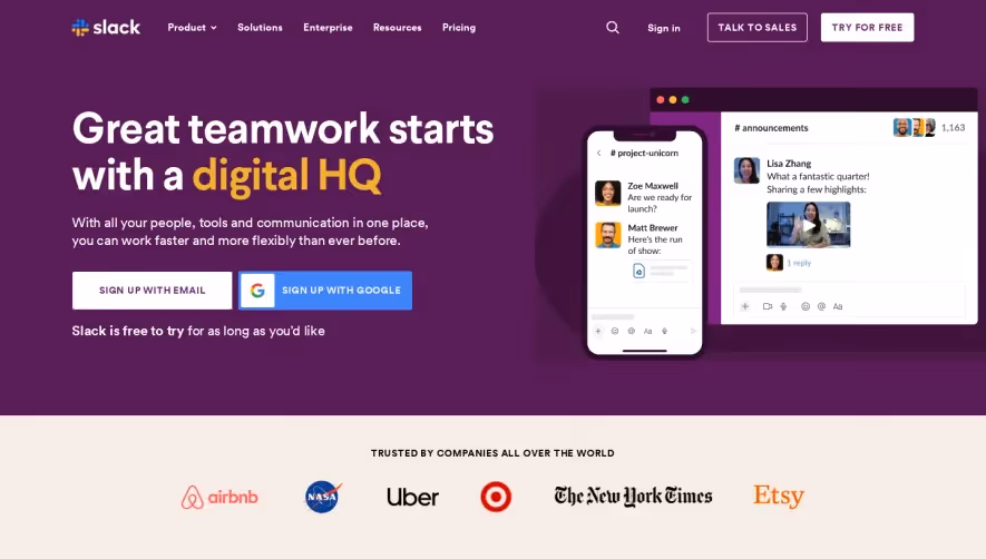 Slack Landing Page