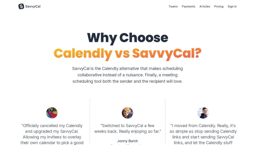 SavvyCal Comparison Page