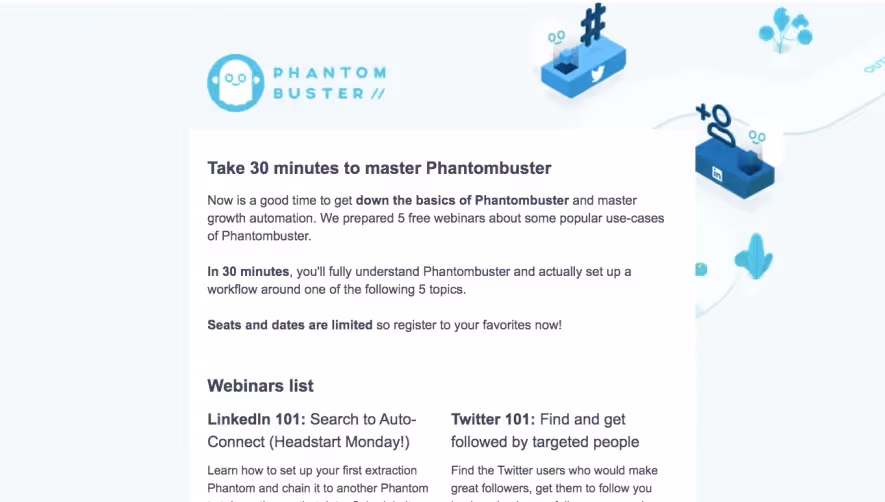 Phantombuster Webinar Emails