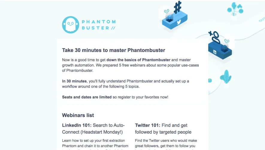 Phantombuster Webinar Emails