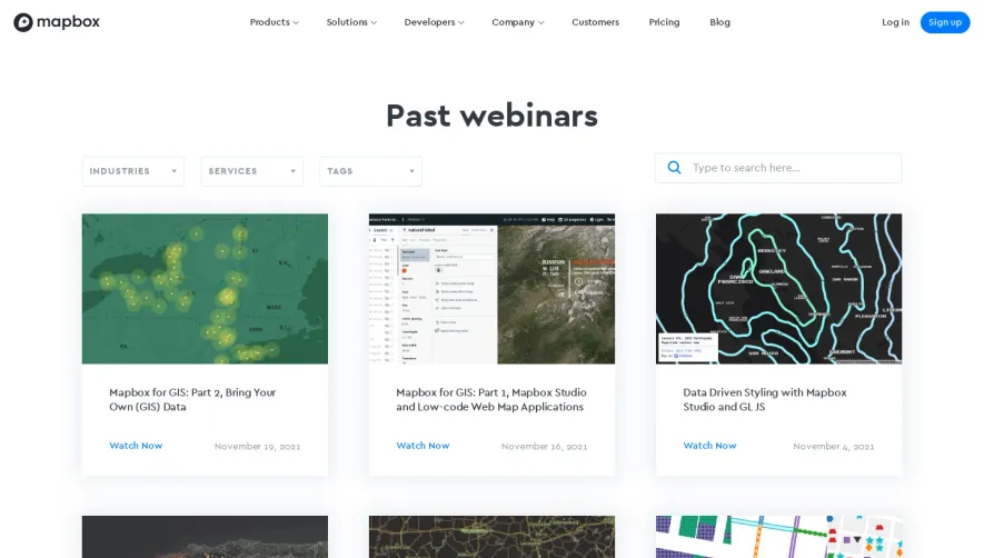 Mapbox Webinars Page