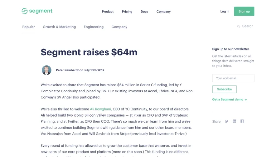 Segment Funding Announcement