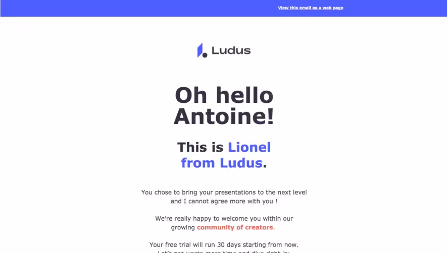 Ludus Welcome Email