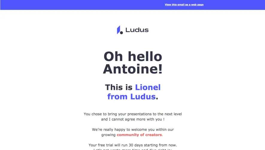 Ludus Welcome Email