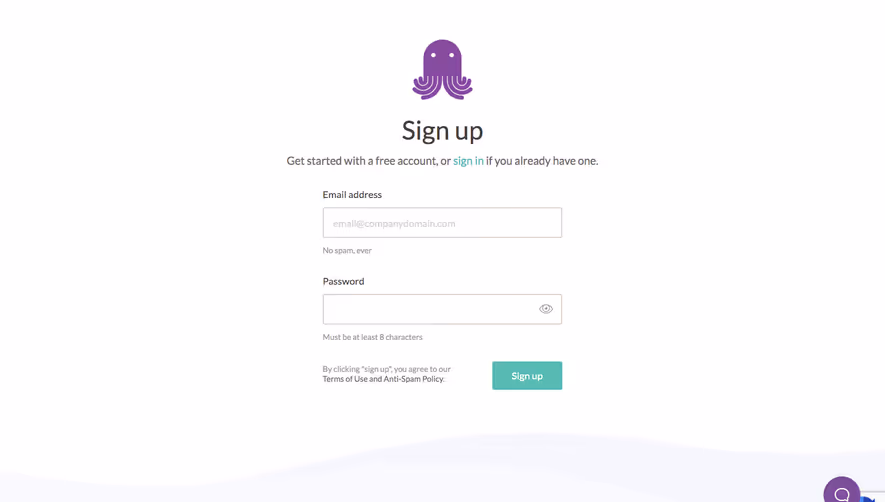 EmailOctopus Signup Page
