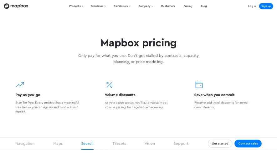 Mapbox Pricing Page