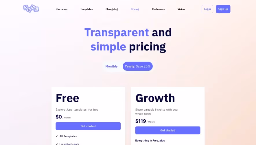 June Pricing Page
