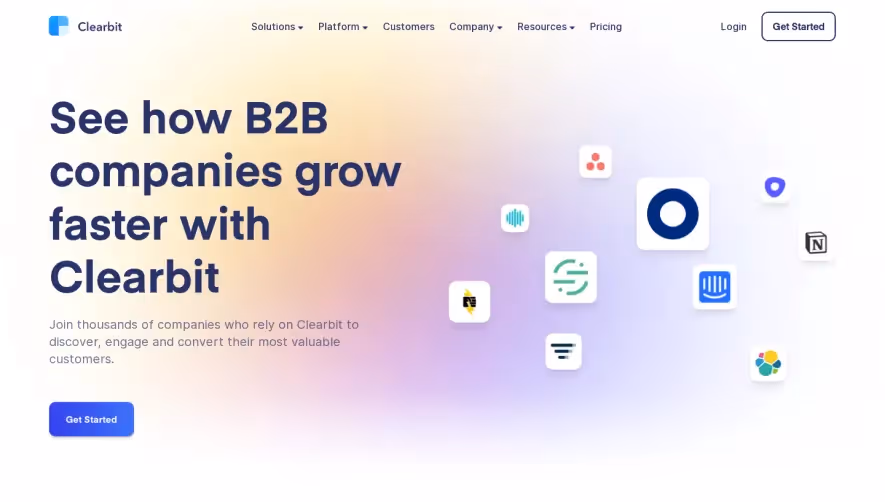 Clearbit Customers Page