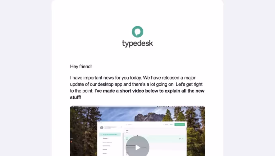 Typedesk New Feature Emails