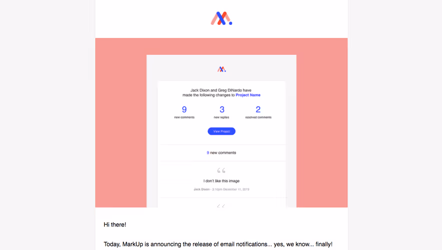 MarkUp New Features Emails