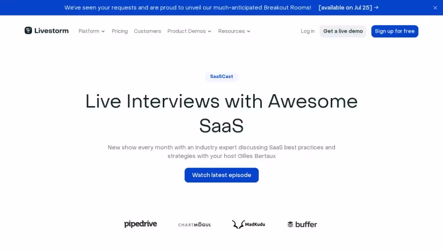 Livestorm Podcast Page