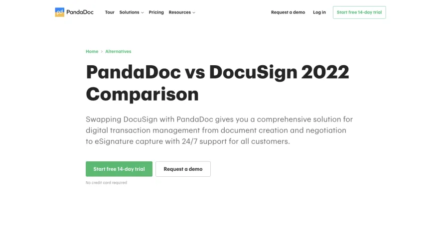 PandaDoc Comparison Page