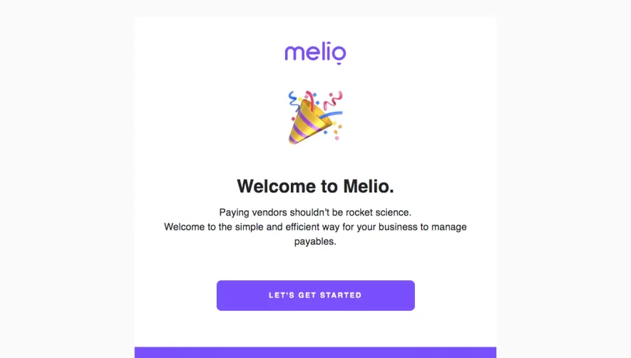 Melio Welcome Email