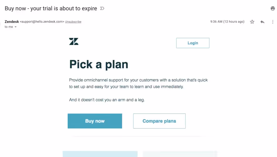Zendesk Free Trial Emails