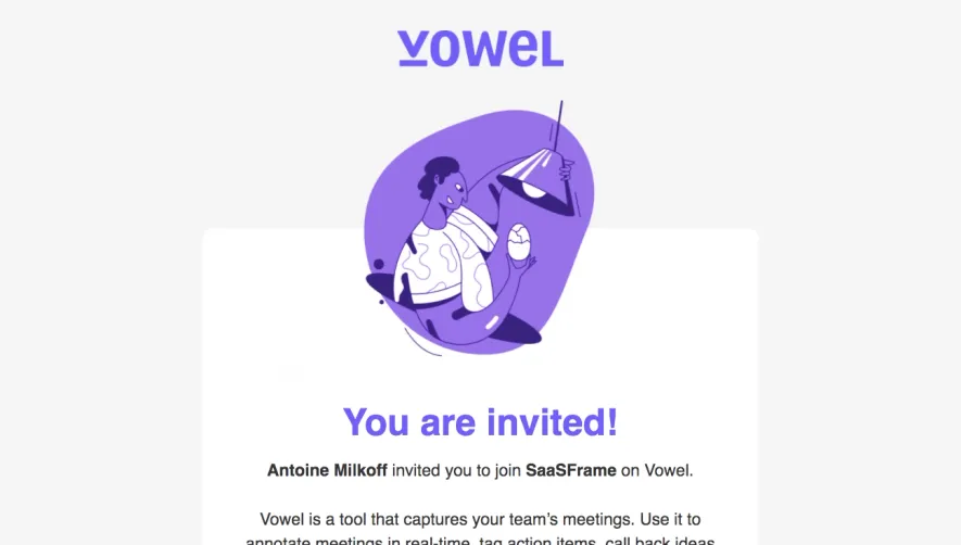 Vowel Invitation Email