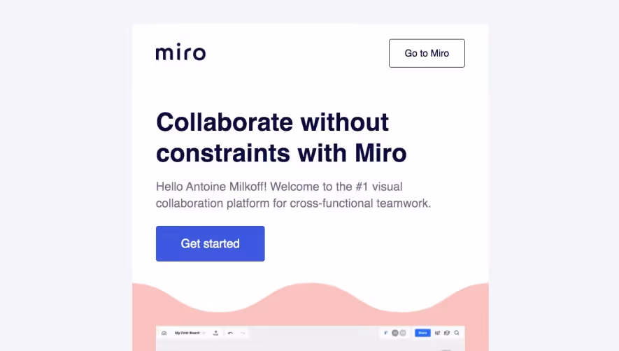 Miro Welcome Email