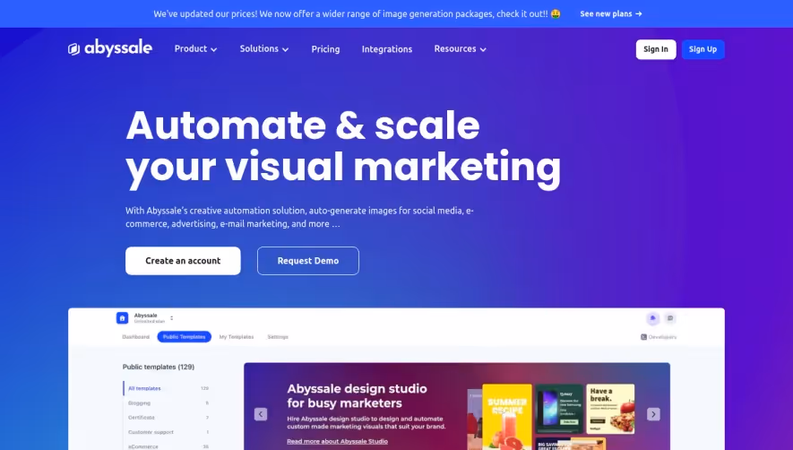 Abyssale Landing Page