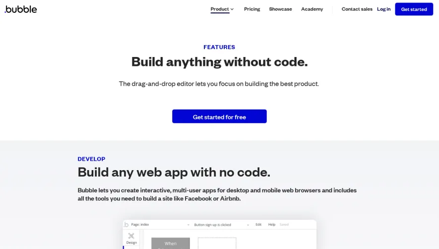 Bubble Features Page