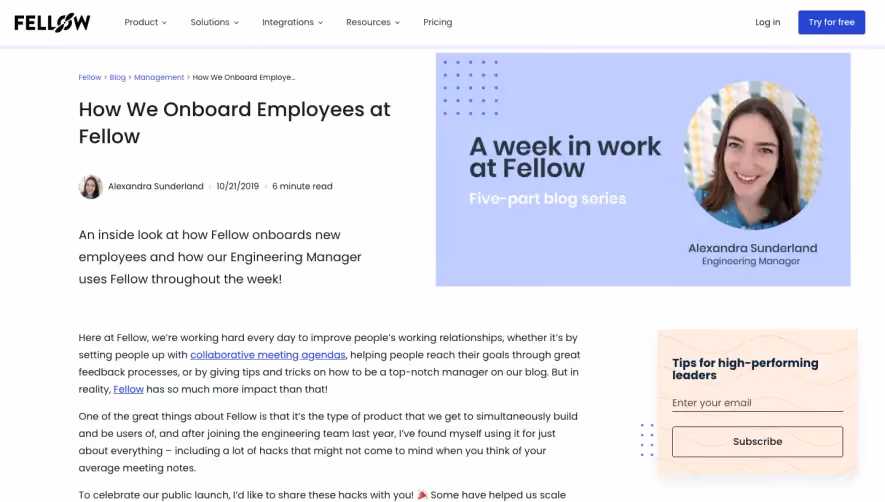 Fellow ow We Onboard Employees at 