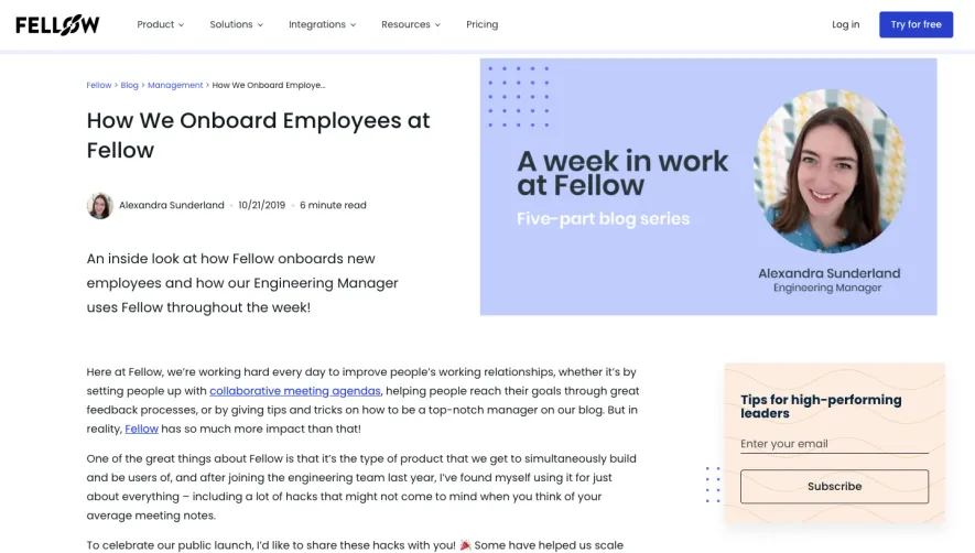 Fellow ow We Onboard Employees at 