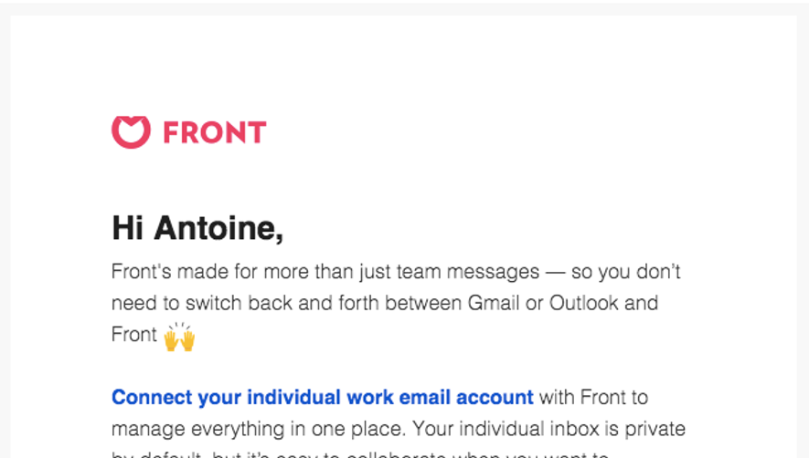 Front Onboarding Email Flow